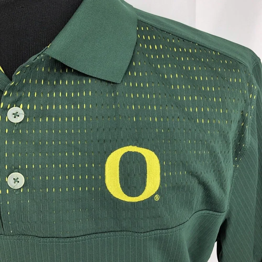 Nike Golf Green Oregon Ducks UofO Mesh Perforated Polo Shirt 417574-330 XL